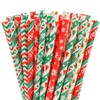 VEYLIN 150 PCS Christmas Paper Straws, Biodegradable Paper Straws for