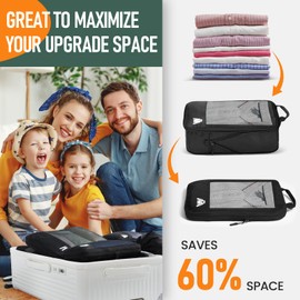 Compression Packing Cubes for Suitcases, Ultralight 6 Set Packing Cubes for Backpack Waterproof Luggage Packing Organizers Expandable for Travel Accessories and Essentials-Charcoal Black