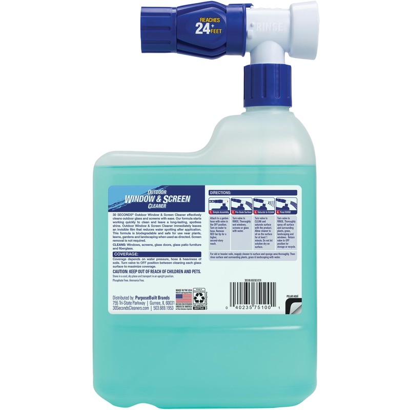 30 SECONDS Outdoor Window & Screen Concentrated Cleaner for Glass,