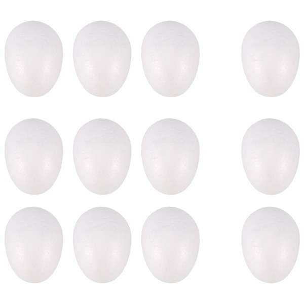 Pvczool 12 Pack 3 Inch Easter Foam Egg White Egg