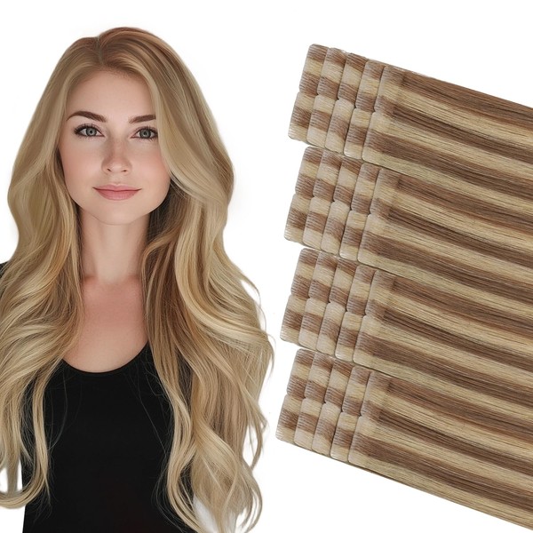 COOKAYU invisible Tape in Hair Extensions Balayage Ombre Color 10