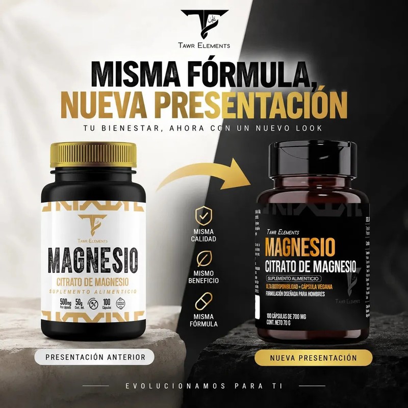 Citrato de Magnesio Tawr Elements para Hombres, Suplemento en Cápsulas
