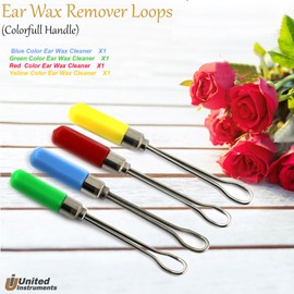 Medentra Colorfull Handle Ear Wax  Remover Ear Loop Cleaner ENT Cleaning Curette Set Of 4