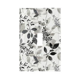 Ujkrvesj White Gray Grey Eucalyptus Leaf 1 Gang Single Toggle Decorative Light Switch Covers Floral Electrical Wall Plates Switchplate Faceplate Switchcover for Bedroom Bathroom Home
