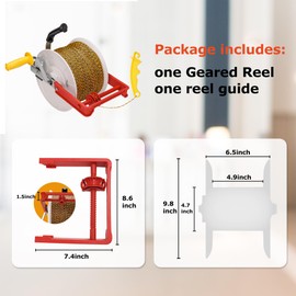 3:1 Geared Reel Prewound Polywire, Electric Fence Wire Reel, with Auxiliary Winding Handle, Plus 1 Free 8 inch Insulgrip, Suitable for Building Farm Electric Fences