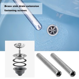 Micro Traders 2PCS Kitchen Sink Basket Screw 90mm M12 Chrome-plated Brass Silver Sink Screw for Commercial Kitchens