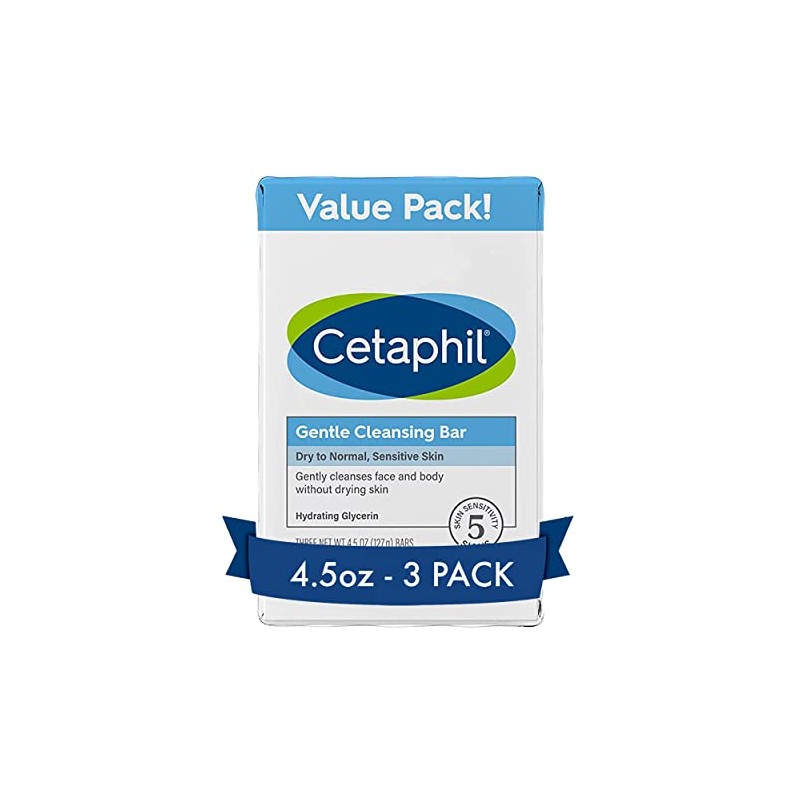 Cetaphil Cetaphil gentle cleanser bar, 4.5 Ounce (Pack of 3),