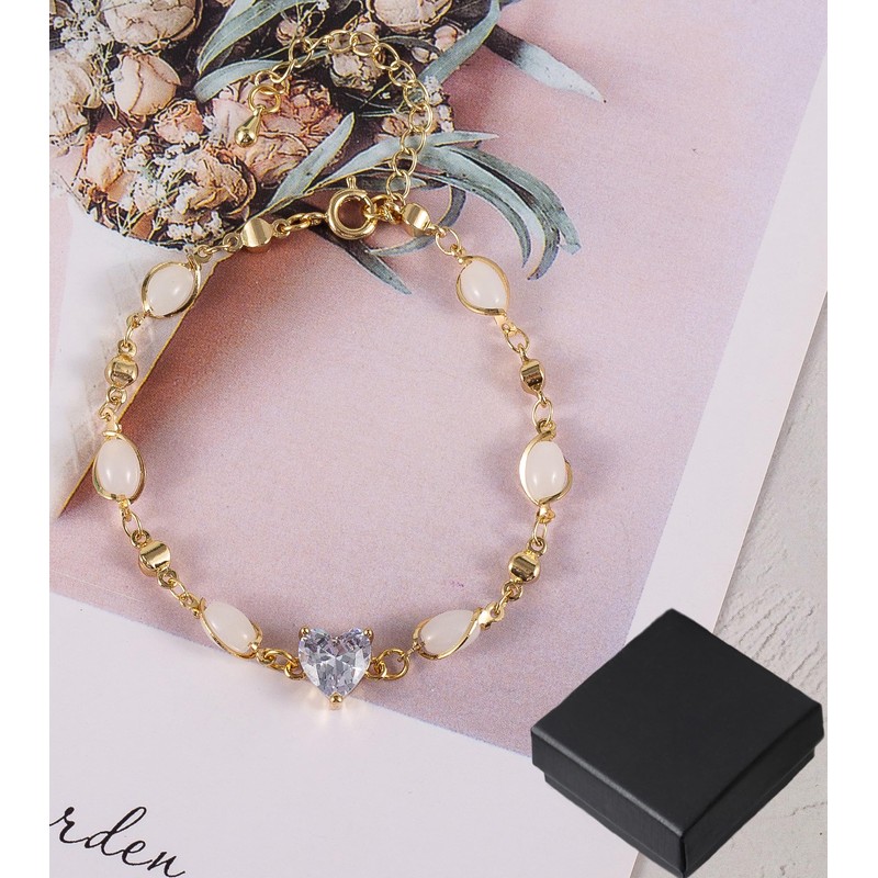 (January) Heart Birthstone bracelet women's heart Birthstone bracelet heart Birthstone