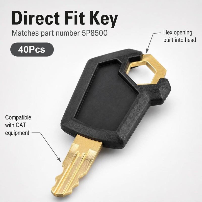 QWORK 5P8500 Keys, 40 Pack Ignition Keys Compatible with Caterpillar