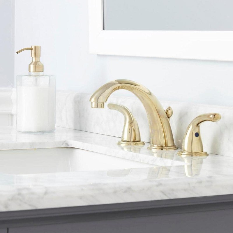Builders 8 in. Widespread 2-Handle High-Arc Bathroom Faucet in Polished