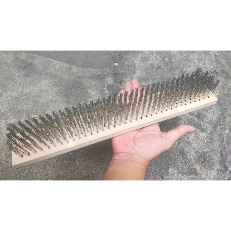 16" Heavy-Duty Rough Surface Floor Brush,Stainless Steel Wire Large Deck
