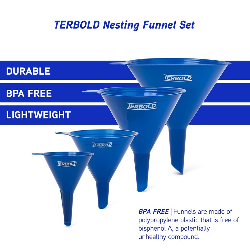 Terbold 4pc Funnel Nesting Set in BPA Free Plastic for