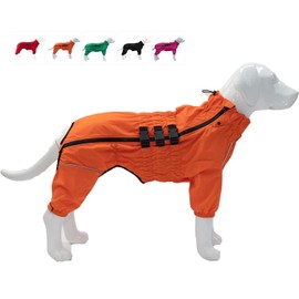 Dogs Waterproof Jacket, Lightweight Waterproof Jacket Reflective Safety Dog Raincoat Windproof Snow-Proof Dog Vest for Small Medium Large Dogs Orange M