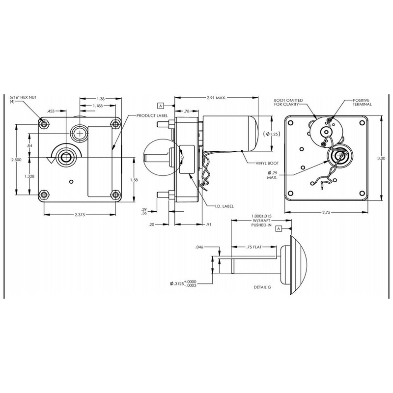 Dayton Model 52JE46 DC Gear Motor .50 RPM 1/2800 hp