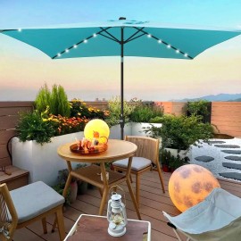10 X 6.5t Rectangular LED Lighted Patio Umbrellas for Garden Backyard & Pool Solar Powered with Crank Push Button Tilt Featurecolor: as Pic Color
