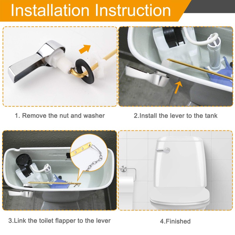 Hibbent 2 Pack Universal Metal Front Mount Toilet Handle, Tank