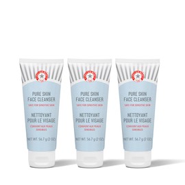First Aid Beauty - Pure Skin Face Cleanser, Effectively Removes Makeup, Dirt, & Impurities, Gentle Cleanser Leaves Skin Soft & Supple, Fragrance Free, 2 oz, 3 ct