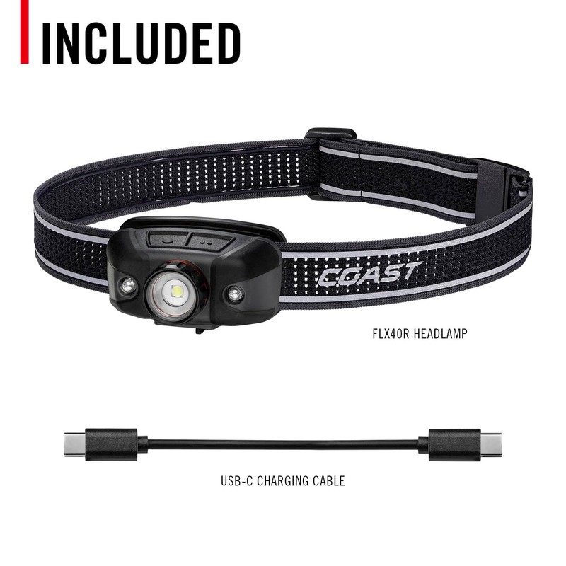 Coast FLX40R 800 Lumen Built-in Rechargeable Battery LED Headlamp with