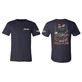 Detroit Shirt Company Mens Jeep® Freedom to Roam 100% Cotton T-Shirt (Large) Navy