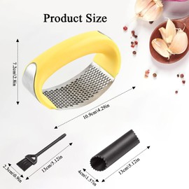 Eastrise Stainless Steel Garlic Press,Rocker Crusher Masher,Portable Manual High Performance Garlic Mincer,Chopper for Kitchen Appliances,Easily Crush Garlic (1Pcs/Yellow)