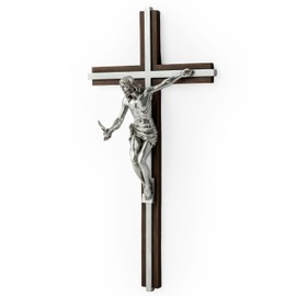 BC Catholic Gift of the Spirit Crucifix Wall Cross, Jesus Christ Holy Spirit Crucifix Easter Inspirational Home Décor,Devout Gift, 14.3"H, Silver Finish Renaissance Sculpture Handpainted by Buildclassic