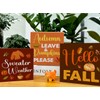 3 Pcs Hello Fall Wood Signs Decor Autumn Wood Block