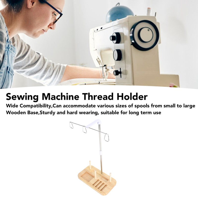 Thread Holder Stable Wood Base Large Spool Thread Stand for
