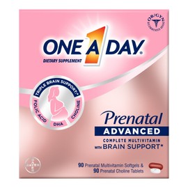 Youtheory One A Day Prenatal Advanced  with Choline, DHA, Folic Acid, and Iron 90+90 ct