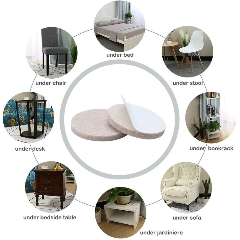 Felt Furniture Pads/Floor Protectors - 5mm Thick - 14pcs -