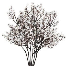 Mandy's 6 Bundles White Silk Babys Breath Artificial Fall Fake Flowers Gypsophila Bouquet 18.7" for Mother's Day Easter Home Kitchen Wedding Party Decorations Christmas Centerpiece (Vase not Include)