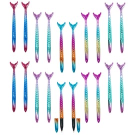 Leikurvo Pack of 20 Mermaid Gel Pens, Creative Fishtail Gel Pens, Fishtail Pen, Mermaid Ballpoint Pen Set, Pens for Girls, Party Bags, Children's School (Black Ink)