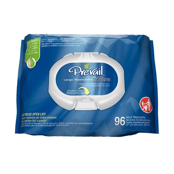 Prevail Scented Washcloths Large Tub, 12" x 8", 96 Count (Pack of 6)
