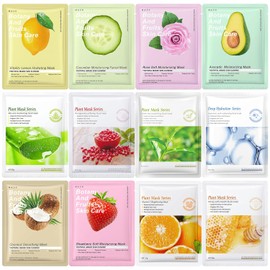 12 Pack Face Masks Skincare, Face Masks for Women Skin Care, Hydrating Face Sheet Mask, Sheet Face Mask for Kids Girls Teens, Moisturizing Facial Masks, Face Mask Spa Gifts for Women Girls Skincare