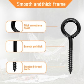 AOERT Eye Bolts Screw in, 5 in 4 PCS Eye Hooks Heavy Duty, Large Eye Bolt for Wood, Outdoor Hammock, Swing, Hanging, Ceiling, Plant, Industrial Building Construction.