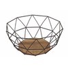 Homion Black Wire Geometric Bowl with Wood Effect Base Decorative