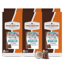 Fresh Roasted Coffee for Nespresso OriginalLine, Masaccio Italian Craft Espresso, 60 Count Aluminum Capsules