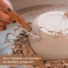 VTUNA Ceramic Trimming Tool, Hardwood Handle and Stainless Steel Cutting Blade Clay Sculpting Tool, Trimmer for Potters, Item for Pottery Making.