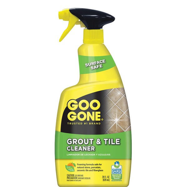 Goo Gone Grout & Tile Cleaner - 28 Ounce - Removes Tough Stains Dirt Caused By Mold Mildew Soap Scum and Hard Water Staining - Safe on Tile Ceramic Porcelain