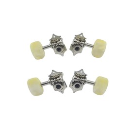 Myles Music Shop 2R/2L Violin Bass Tuning Pegs Machine Heads with White Buttons Handles, VBTP-100