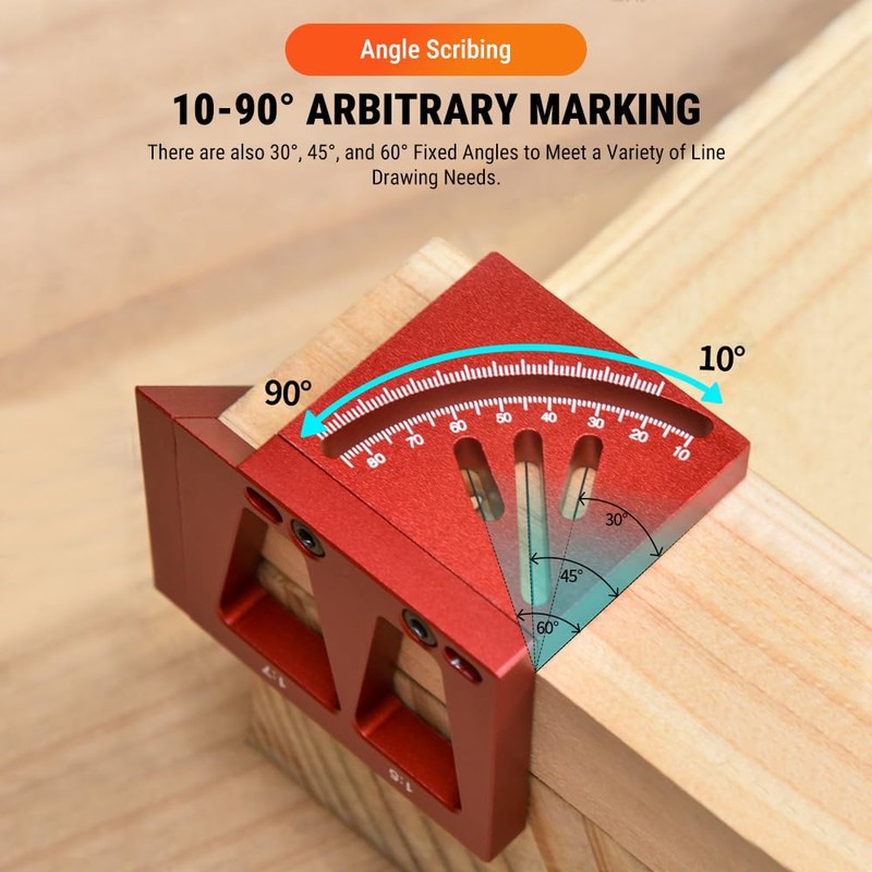Uadme 3D Multi Angle Measuring Ruler, 45/90 Degree Aluminum Alloy