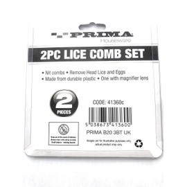 Plastic 2 Piece Lice & Nits Comb Set Removal Kit with Magnifier Ideal for Children/Adult/Elderly