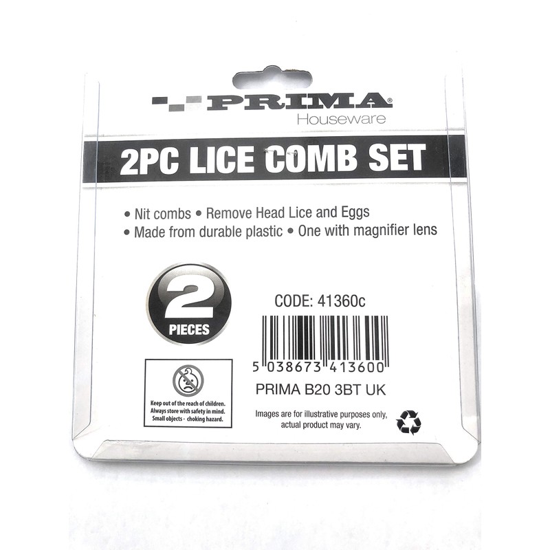 Plastic 2 Piece Lice & Nits Comb Set Removal Kit