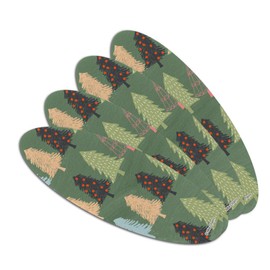 Spunky Christmas Trees Double-Sided Oval Nail File Emery Board Set 4 Pack