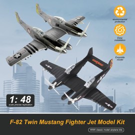 YOUNEEDFUL 2025 New F-82 Twin Mustang Fighter Jet Model Kit - WWII Classic Fighter 1:48 Aircraft Model Parts for Military Enthusiasts and Fans (Silver Gray)