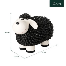VERDOBA Mini Decorative Sheep for the Garden, Weatherproof - Black Decorative Sheep Molly - Garden Figure Sheep Garden Decoration Outdoor Decorative Figures (Black)