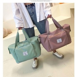 Travel Bag Foldable with Large Capacity 20L-35L Foldable Travel Bag Hand Luggage Waterproof Sports Bag with Wet Compartment Waterproof Expandable Shoulder Bag Oxford Fabric