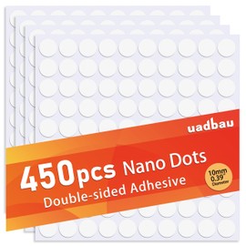 uadbau 450 Pcs Museum Putty Sticky Tack Double-Sided Tape Sticky Dots, 10mm/0.39” Removable Clear Adhesive Dots, Poster Putty Wall Tape for Home Decoration, Office Use, and Wedding Setup