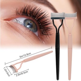 2PC Half Arc Stainless Steel Eyelash Separator, Eyelash Separator Eyelash Comb Lash Separator Tool, Eyebrow Comb Brush for Making Up Supplies Pink+Black (Pink+Black)