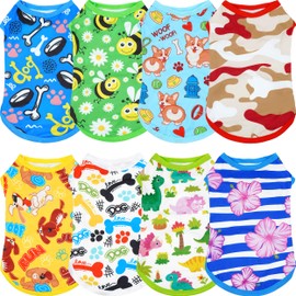 JpGdn - Paquete de 8 camisetas sin mangas para perros pequeños para perros y niños, camisetas suaves y elásticas para gatos y cachorros, camisetas sin mangas