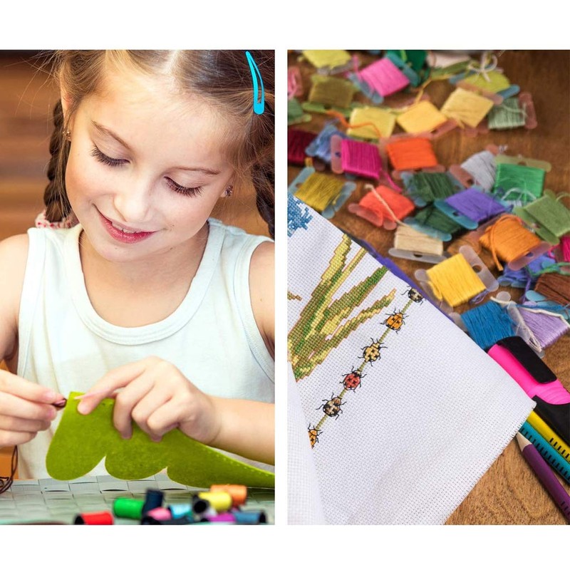 100 Pieces Plastic Floss Bobbins with Floss Winder and Embroidery